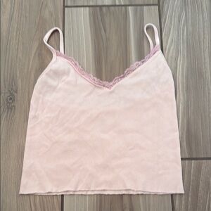 Pink Lace Trim Cami Top